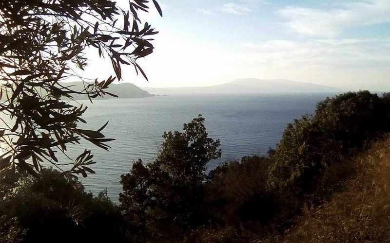 Buildable plot with dramatic views to the Sea in Glossa area Sunset from the plot