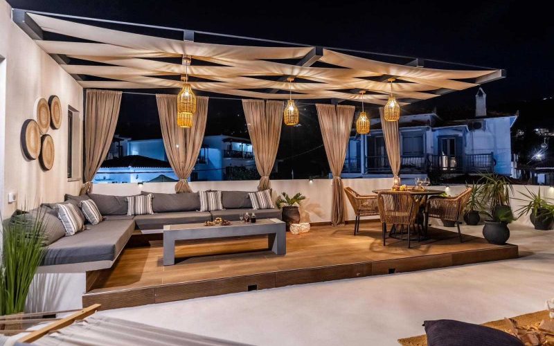 Luxurious Studio with spacious terrace and breathtaking views to Skopelos Town and port Terrace