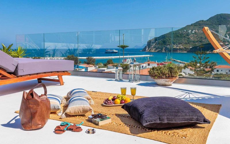 Luxurious Studio with spacious terrace and breathtaking views to Skopelos Town and port Terrace