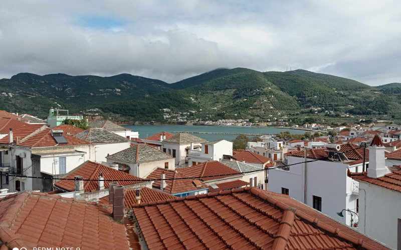 Stylish Skopelos Town house with balcony and views