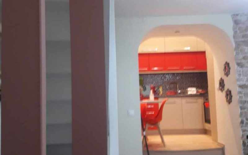 Renovated property in Skopelos Town Staircase and kitchen