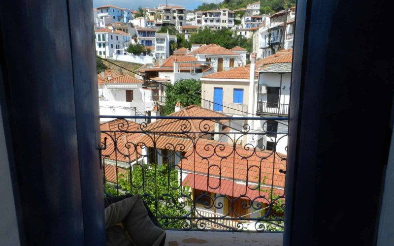 Two Town Houses both with yards inside Skopelos Town The balcony