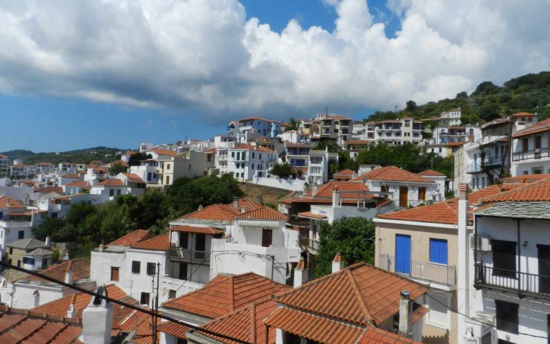Two Town Houses both with yards inside Skopelos Town The views