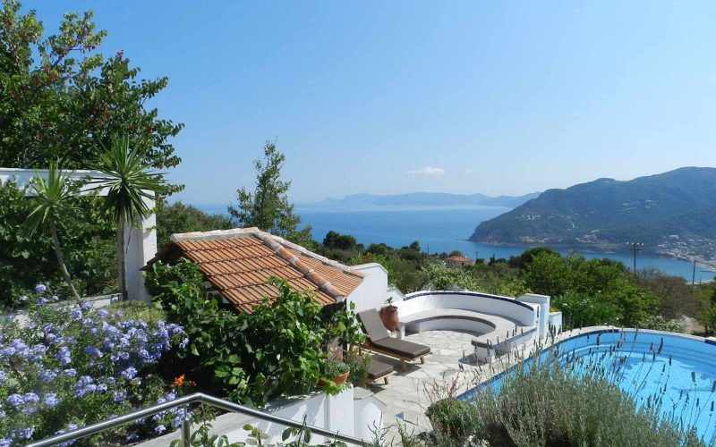 Villa with swimming pool and stunning views to the Sporades Islands The pool area