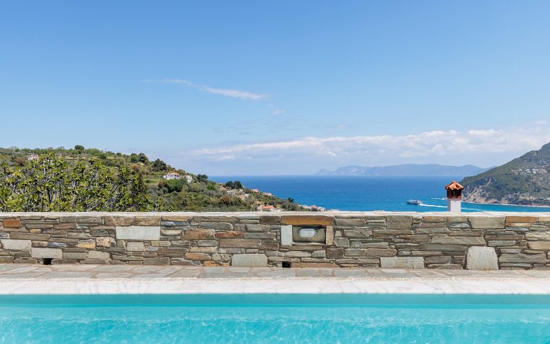 Pool villa just above Skopelos town and port with breathtaking views