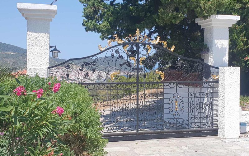 Glorious Mansion with a unique garden on Skopelos Island. Front Gate