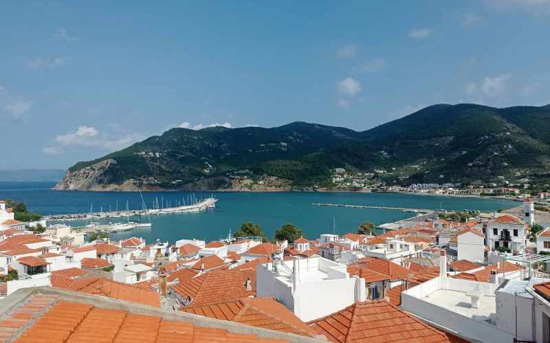 Town house with terraces and views to Skopelos port and Town Views