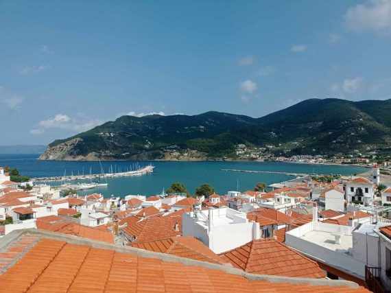 Town house with terraces and views to Skopelos port and Town