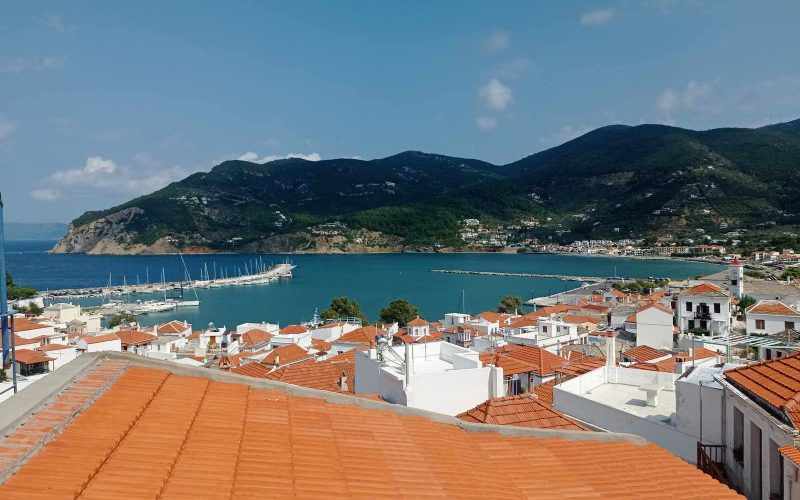 Town house with terraces and views to Skopelos port and Town Views