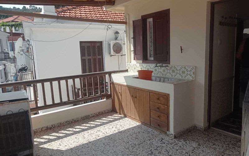 Town house with terraces and views to Skopelos port and Town Covered Terrace