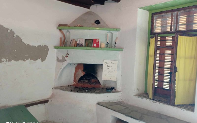 Traditional property in Old Klima village on Skopelos Island Fireplace