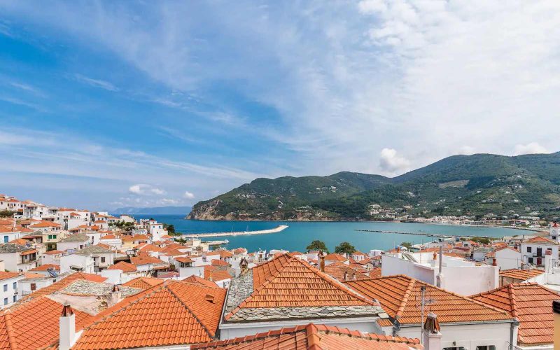 Traditional town house with terrace and views to Skopelos port