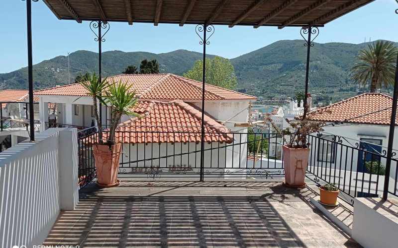 Traditional Town house with terrace and views to Skopelos Town and port Terrace