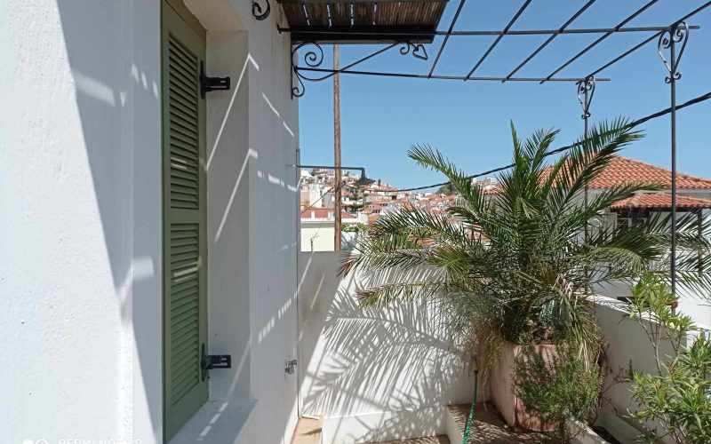 Traditional Town house with terrace and views to Skopelos Town and port Outside shower
