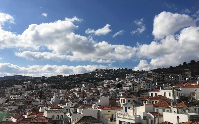 Skopelos Town house with guest studio and terrace with views