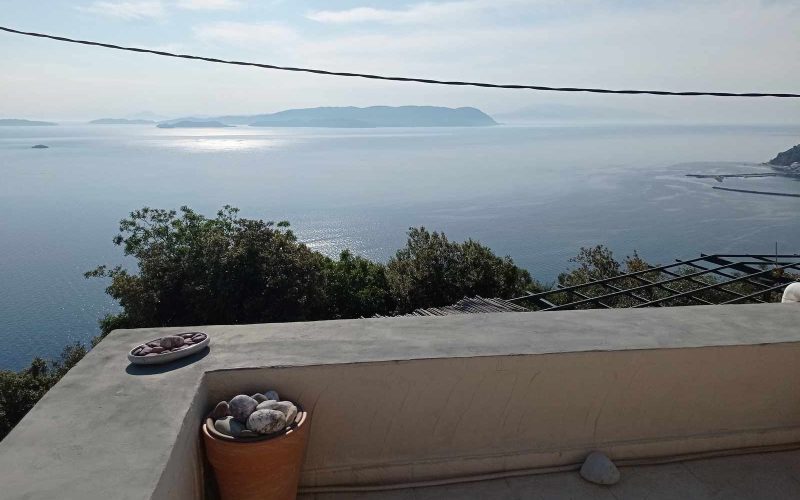 Villa in Anilio area with splendid views to the Aegean Sea Bedroom terrace