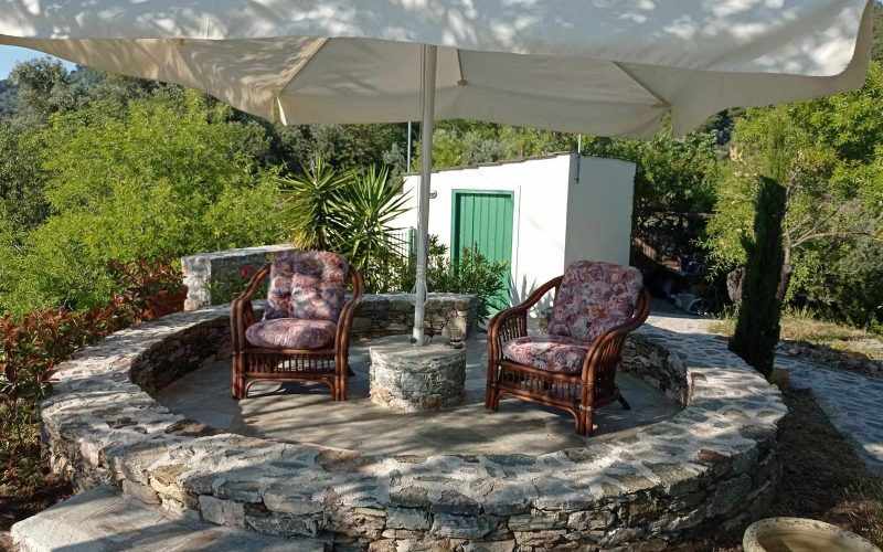 Villa in Anilio area with splendid views to the Aegean Sea Old mill seating area