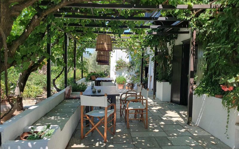 Glorious Mansion with a unique garden on Skopelos Island. Front Seating area