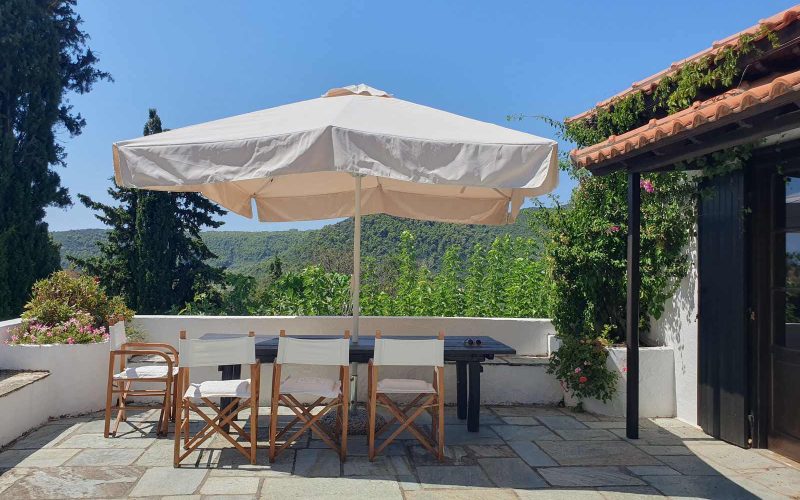 Glorious Mansion with a unique garden on Skopelos Island. Terrace of apartment