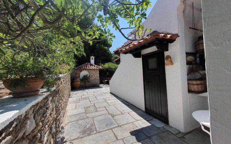 Glorious Mansion with a unique garden on Skopelos Island. Back area of the building